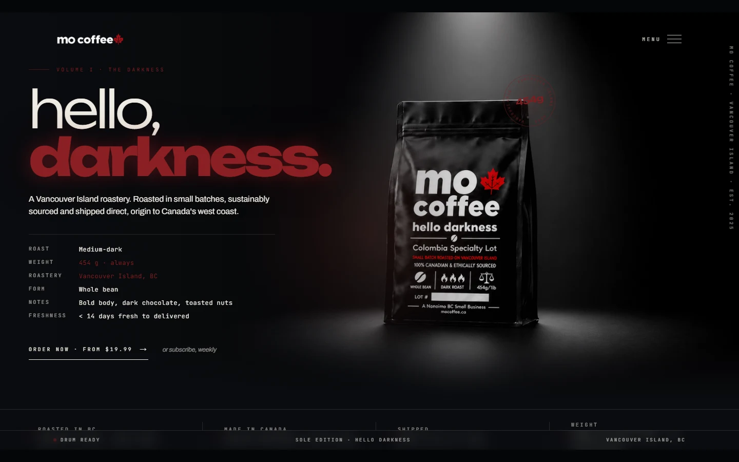 MO Coffee website by VDT Sites, coffee roaster in Nanaimo, BC