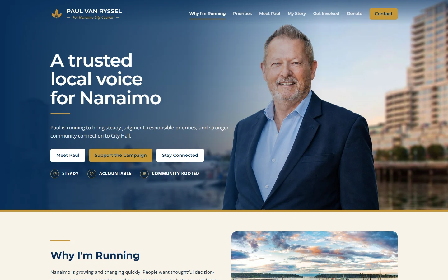 Paul Van Ryssel website by VDT Sites, campaign website in Nanaimo, BC