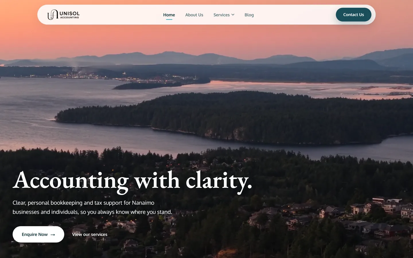 UniSol Accounting website by VDT Sites, accounting in Nanaimo, BC