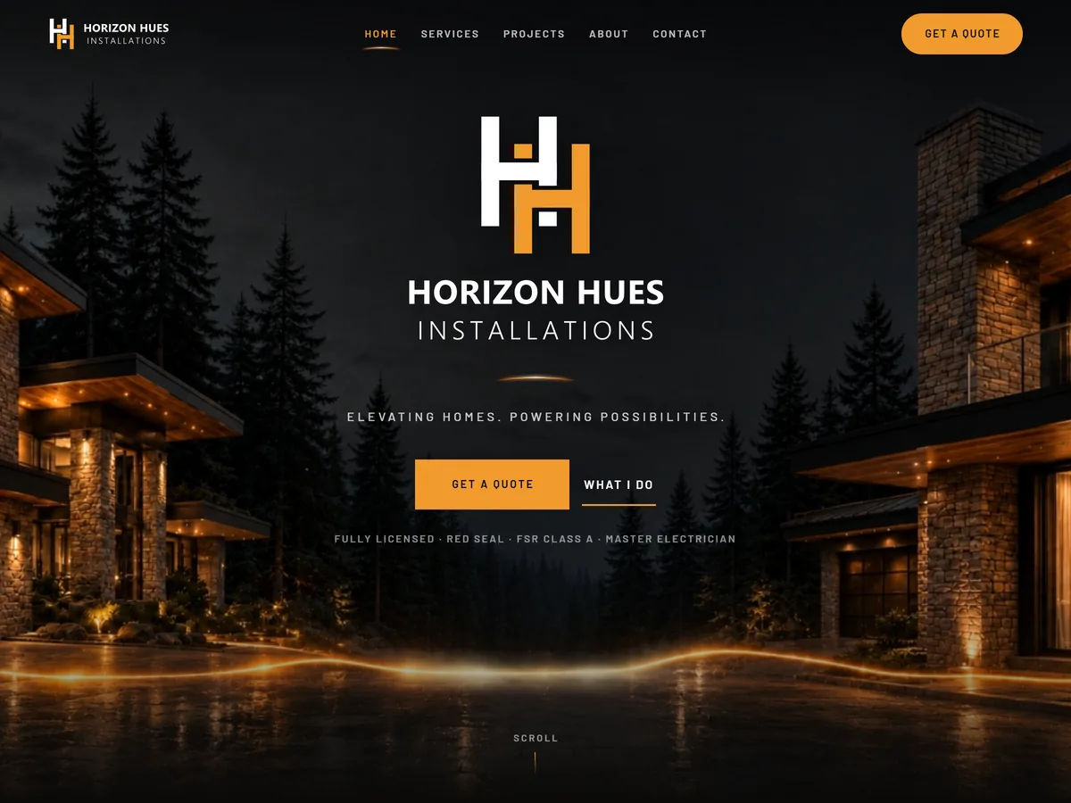 Horizon Hues website by VDT Sites, Electrical contractor in Nanaimo, BC