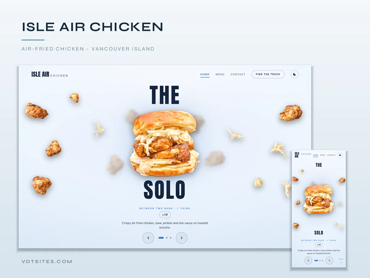 Isle Air Chicken website by VDT Sites, Food truck on Vancouver Island, BC