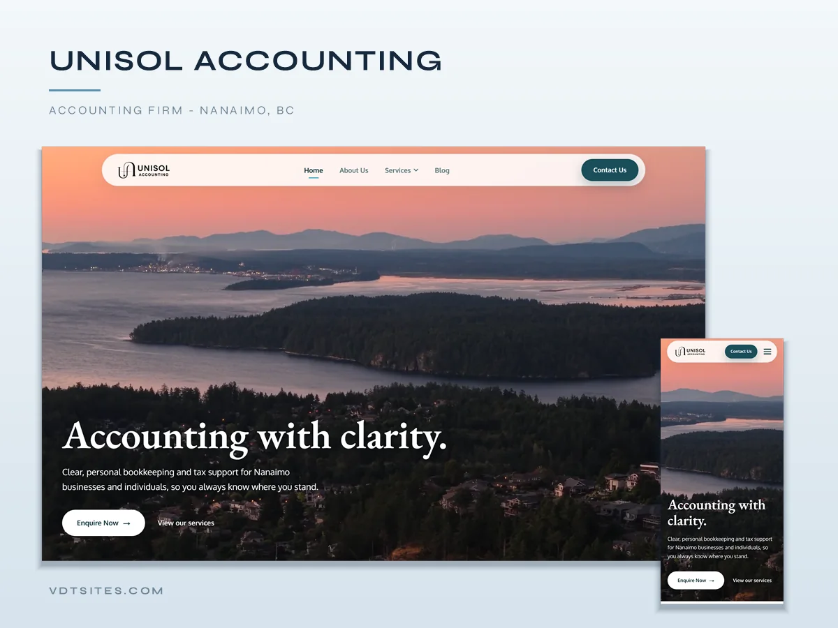 UniSol Accounting website by VDT Sites, Accounting in Nanaimo, BC