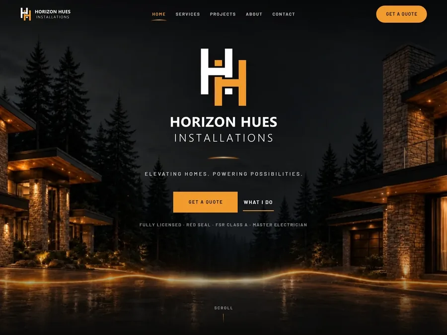 Horizon Hues website by VDT Sites, Electrical contractor in Nanaimo