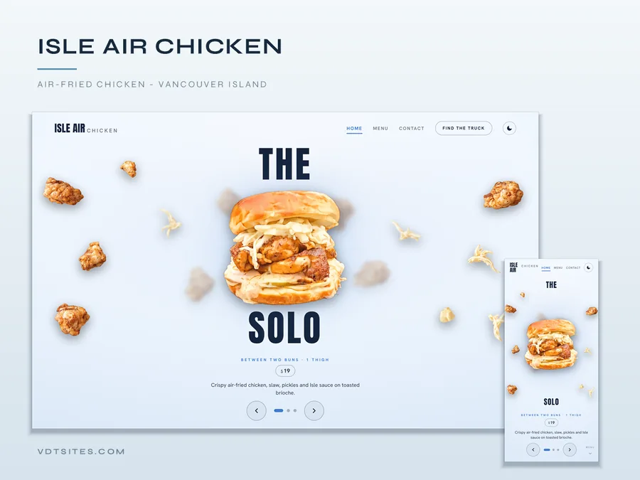 Isle Air Chicken website by VDT Sites, Air-fried chicken on Vancouver Island