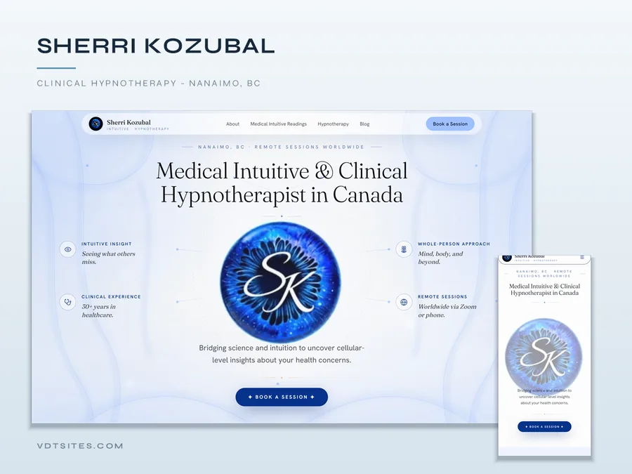 Sherri Kozubal website by VDT Sites, Clinical hypnotherapy in Nanaimo